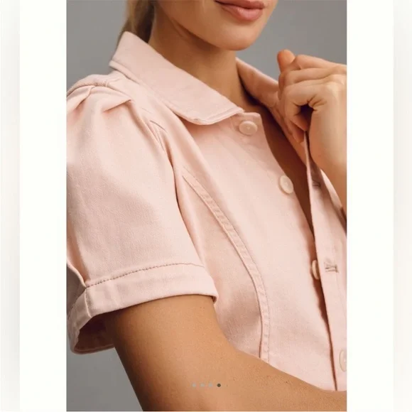 Pilcro X Anthropologie The Kit Utility Romper Pink Rose Denim Blush Coverall